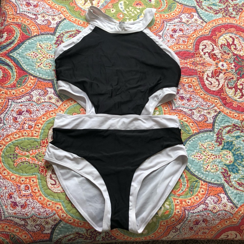 Black and white one piece swimsuit